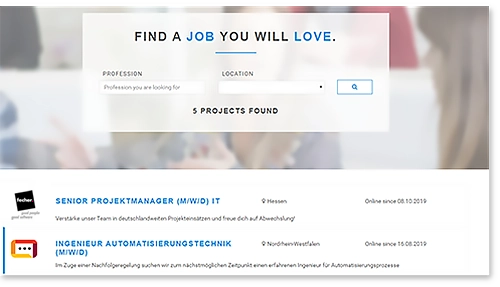 Screenshot hunterJOBCENTER Karriereseite